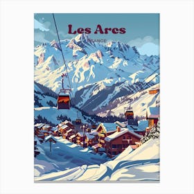 Les Arcs France Ski Travel Art Illustration Canvas Print