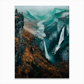 Waterfalls In Norway Canvas Print