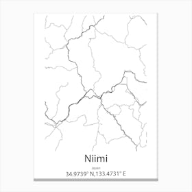 Niimi,Japan Minimalist Map Canvas Print