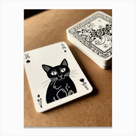 Black Cat Playing Cards Canvas Print