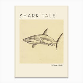 Mako Shark Vintage Illustration 5 Poster Canvas Print