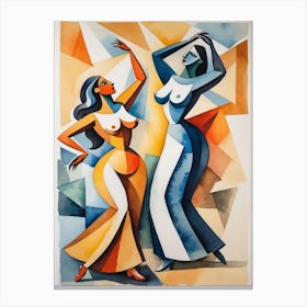 Two Women Dancing Watercolor Painting 1 Canvas Print