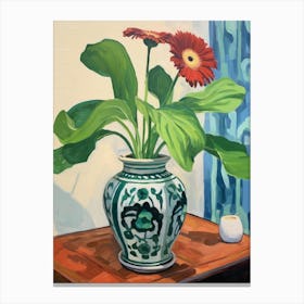 Flowers In A Vase Still Life Painting Gerbera Daisy 3 Canvas Print