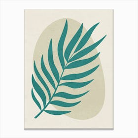 Minimalist Leaf Illustration on Beige Background Canvas Print