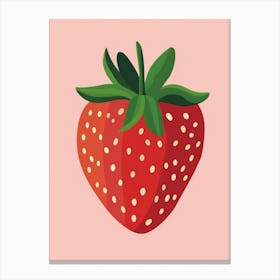 Strawberry On A Pink Background 1 Canvas Print