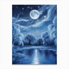 Night Sky With Moon Canvas Print