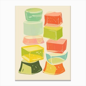 Fruity Jelly Cubes Beige Illustration 3 Canvas Print