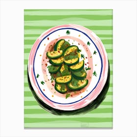A Plate Of Courgette Top View Food Illustration 1 Canvas Print