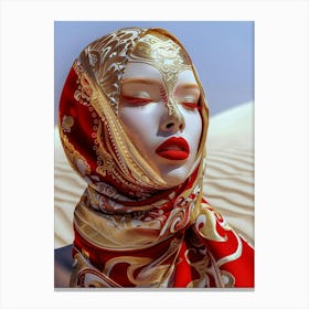 Muslim Woman In Red Scarf Canvas Print