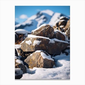 Mountain Rocks In The Snow Canvas Print
