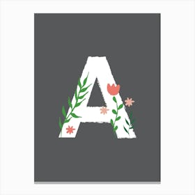 Bedroom Decor White Floral Letters 01 Canvas Print