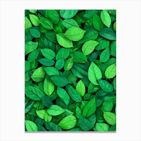 Green Leaves Seamless Pattern Canvas Print