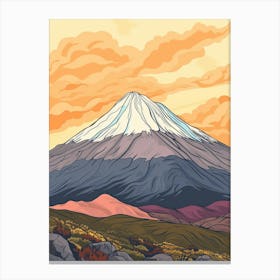 Popocatepetl Mexico Color Line Drawing (8) Canvas Print
