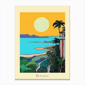 Poster Of Minimal Design Style Of Honolulu Hawaii, Usa 3 Canvas Print