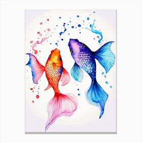 Twin Goldfish Watercolor Painting (104) Canvas Print