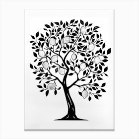Lemon Tree Simple Geometric Nature Stencil 2 Canvas Print