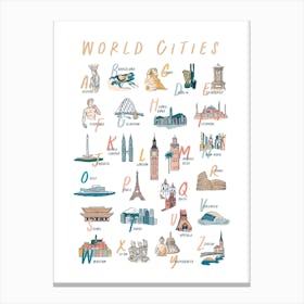 World Cities Travel Alphabet Canvas Print