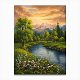 Sunset By The River 3 Canvas Print