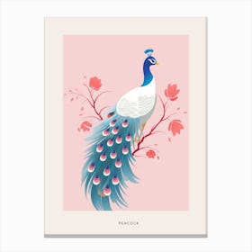 Minimalist Peacock 3 Bird Poster Canvas Print