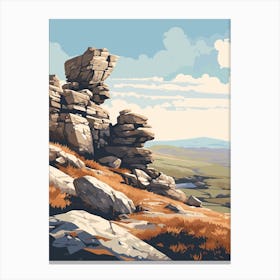 Dartmoor National Park England 3 Hiking Trail Landscape Canvas Print