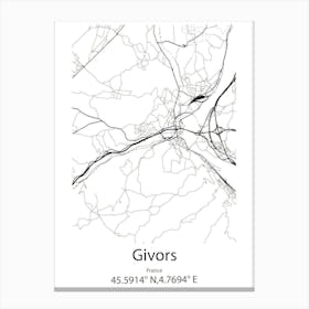 Givors,France Minimalist Map Canvas Print