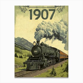 Aihrgdesign A Retro Poster Of A Powerful Steam Locomotive In 1 Canvas Print