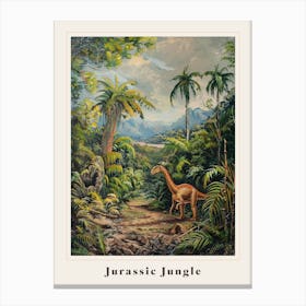 Dinosaur In The Jungle Painting 3 Poster Canvas Print