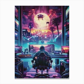 Neon Gaming Cyberpunk Canvas Print