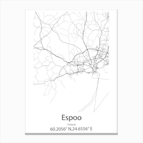 Espoo,Finland Minimalist Map Canvas Print