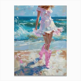 Cowgirl On The Beach Canvas Print