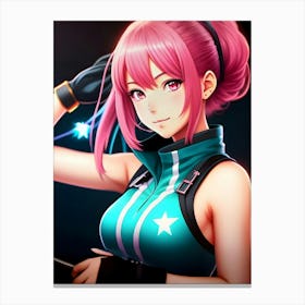 Anime Girl With Pink Hair Canvas Print