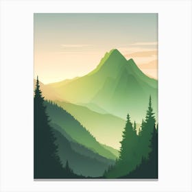 Misty Mountains Vertical Composition In Green Tone 133 Canvas Print