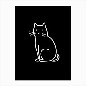 Monochrome Sketch Cat Line Drawing 2 Canvas Print