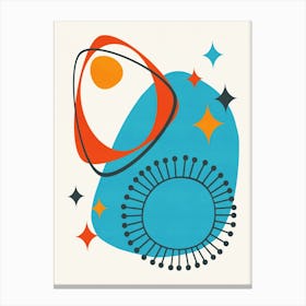 Mid Century Modern Atomic Age 14 Blue, Red, Orange Canvas Print