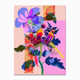 Cineraria 3 Neon Flower Collage Canvas Print
