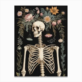 Botanical Skeleton Vintage Flowers Painting (23) Canvas Print