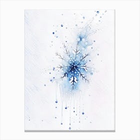 Water, Snowflakes, Minimalist Watercolour 1 Canvas Print