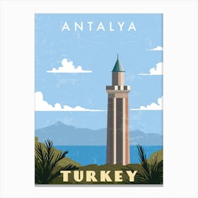 Antalya, Turkey — Retro travel minimalist poster Canvas Print