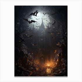 Silhouette Of Bats  Illustration 3 Canvas Print