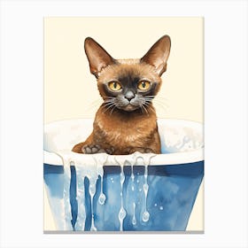 Burmese Cat In Bathtub Bathroom 5 Canvas Print