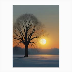 Tree At Sunset 3 Canvas Print