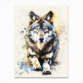 Wolf Watercolor Painting Canvas Print