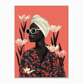 Black Woman With Flowers 6 Canvas Print