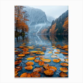 Autumn Leaves On The Lake 2 Canvas Print