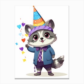 Cute Kawaii Cartoon Raccoon 15 Canvas Print