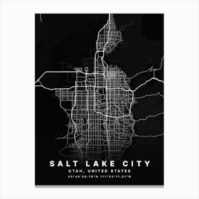 Salt Lake City Utah USA Black Map Canvas Print