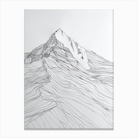 Makalu Nepalchina Line Drawing 2 Canvas Print