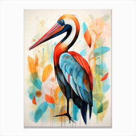 Bird Painting Collage Pelican 3 Canvas Print