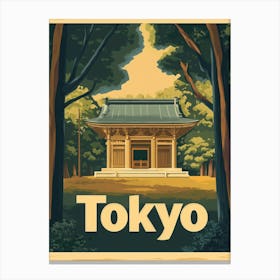 Aihrgdesign A Retro Travel Poster For Tokyo Featuring The Tra Ed1f61be 4b9c 48d6 A9a9 B2c82da5847b 2 Canvas Print