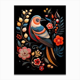 Folk Bird Illustration House Sparrow 4 Canvas Print